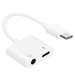 Enkay Adaptateur USB-C vers Audio Jack 3.5mm + Charge USB-C Design Compact Blanc