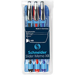 SCHNEIDER Pochette de 3 stylos à bille Slider Memo à pointe extra large couleurs assorties