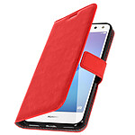 Avizar Housse Huawei Y6 2017 Etui Folio Portefeuille Fonction Support - Rouge