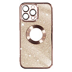 Avizar Coque pour iPhone 14 Pro Paillette Amovible Silicone Gel  Rose Gold