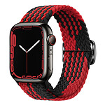 Avizar Bracelet pour Apple Watch 41mm et 40mm et 38 mm Nylon Tressé Ajustable par Boucle Métallique  noir et rouge