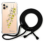 LaCoqueFrançaise Coque cordon iPhone 11 Pro noir Dessin Fleurs Cerisiers