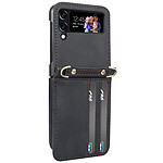 Avizar Coque pour Samsung Z Flip 4 Cuir Porte cartes Bandoulière  Versatile Case Noir