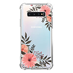 Evetane Coque Samsung Galaxy S10 anti-choc souple angles renforcés transparente Motif Fleurs roses