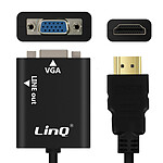 LinQ Câble Vidéo et Audio HDMI Mâle vers VGA Femelle et Câble Jack 3.5 mm  Noir