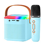 Avizar Mini Enceinte Bluetooth LED avec Micro Sans Fil Kit Karaoke Portable Bleu Pâle