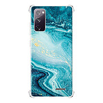 Evetane Coque Samsung Galaxy S20 FE anti-choc souple angles renforcés transparente Motif Bleu Nacré Marbre