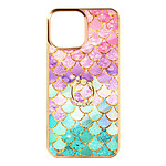 Avizar Coque iPhone 12 Mini Bi-matière Bague de maintien Motif écaille - multicolore