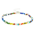 Avizar Bijou de Téléphone Bracelet à Perles multicolores Cœurs Blancs Collection Summer