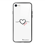 LaCoqueFrançaise Coque iPhone 7/8/ iPhone SE 2020/ 2022 Coque Soft Touch Glossy Coeur Noir Amour Design