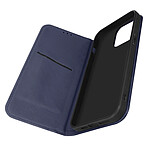 Avizar Housse Apple iPhone 14 Pro Cuir Véritable Clapet Porte-carte Support Vidéo  bleu nuit