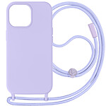 Avizar Coque Cordon pour iPhone 15 Pro Max Semi-Rigide Lanière Tour du Cou 80cm  Violet