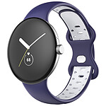 Avizar Bracelet Google Pixel Watch Silicone Bicolore Souple Bleu/Blanc 217 mm
