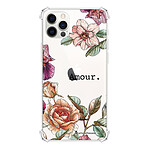 LaCoqueFrançaise Coque iPhone 12/12 Pro anti-choc souple angles renforcés transparente Motif Amour en fleurs