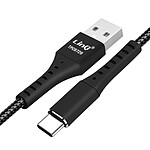 LinQ Câble USB vers USB-C 5A Charge Rapide Nylon Tressé Anti-nœud  Noir
