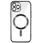 Avizar Coque MagSafe pour iPhone 12 Pro Silicone Protection Caméra  Contour Chromé Noir