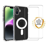 Evetane Coque iPhone 16 transparente Motif Compatible Magsafe + 2 Vitres Protection ecran