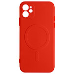 Avizar Coque Magsafe iPhone 12 Mini Silicone Souple Intérieur Soft-touch Mag Cover rouge