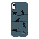 Evetane Coque iPhone Xr Silicone Liquide Douce bleu nuit Chat Lignes