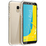 Avizar Coque Samsung Galaxy J6 Protection Silicone + Arrière Polycarbonate Transparent