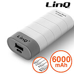 LinQ Batterie de secours Universel Chargeur Externe USB 1A 6000mAh  Blanc et Gris