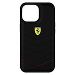 Ferrari Coque Pour iPhone 13 Pro Max en cuir véritable avec logo au dos Noir