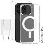 Pack 3-en-1 pour iPhone 15 Pro Coque MagSafe Film Chargeur USB-C 20W 4smarts