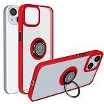 Avizar Coque pour iPhone 15 Plus Bi-matière Bague Métallique Support Vidéo  Rouge