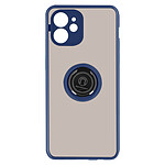Avizar Coque pour iPhone 11 Bi-matière Bague Métallique Support Vidéo Bleu Nuit