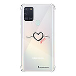 LaCoqueFrançaise Coque Samsung Galaxy A21S anti-choc souple angles renforcés transparente Motif Coeur Noir Amour