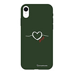 LaCoqueFrançaise Coque iPhone Xr Silicone Liquide Douce vert kaki Coeur Blanc Amour