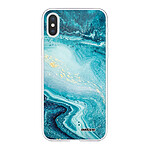 Evetane Coque iPhone Xs Max silicone transparente Motif Bleu Nacré Marbre ultra resistant