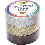 FOLIA Ruban adhésif déco 'Glitter Tape', argent/or/marron