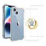 Evetane Coque iPhone 14 Plus Antichoc Silicone bords renforcés + 2 Vitres en verre trempé Protection écran