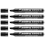 EDDING Marqueur Permanent 2200C Corps Alu Noir Pointe Biseau 1-5 mm x 5