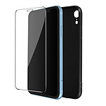 Avizar Coque pour iPhone XR Souple Noir et Verre Trempé 9H  Transparent