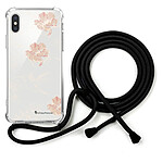 LaCoqueFrançaise Coque cordon iPhone X/Xs noir Dessin Fleurs Blanches
