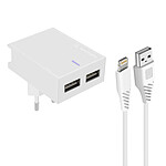 Swissten Chargeur Secteur Double USB 3A Smart IC Câble iPhone / iPad  Slim Blanc