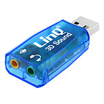 LinQ Carte Son Externe USB vers 2 Jack 3.5mm Audio Microphone Surround 5.1  Bleu