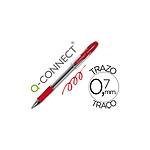 Q-CONNECT Stylo-bille transparent trait 0.4mm pointe moyenne 0.7mm encre douce grip caoutchouc coloris rouge x 12