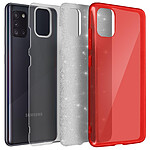 Avizar Coque Samsung Galaxy A31 Paillette Amovible Silicone Semi-rigide rouge