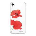 Evetane Coque iPhone Xr silicone transparente Motif Coquelicot ultra resistant