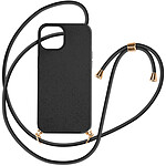 Avizar Coque cordon pour iPhone 15 Silicone Recyclable Noir