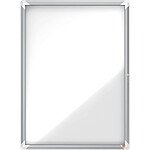 NOBO Vitrine d'extérieur fond magnétique 9xA4 porte battante blanc