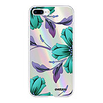Evetane Coque iPhone 7 Plus/8 Plus silicone fond holographique Lys Bleues et violettes Design