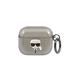 Karl Lagerfeld Coque pour Airpods 3 Glitter Chic en TPU Haute Qualité Noir / Argent