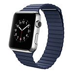 Avizar Bracelet Apple Watch 42 et 44 mm en Cuir matelassé et Magnétique - Bleu foncé