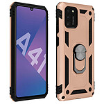 Avizar Coque Samsung Galaxy A41 Antichoc bi-matières Bague Support Vidéo rose champagne