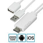 Avizar Câble USB Femelle MHL Vers HDMI Mâle Et USB Mâle Smartphone / Tablette - Blanc