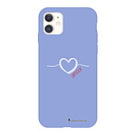 LaCoqueFrançaise Coque iPhone 11 Silicone Liquide Douce lilas Coeur Blanc Amour